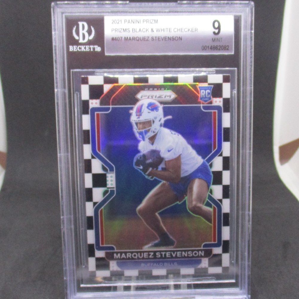 2021 Panini Prizm Marquez Stevenson Checkerboard Black and White # 407 BGS 9